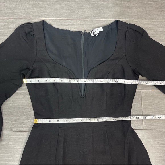NWT LPA Revolve Dress 495 Black XS Linen Blend Ruffle Mini Minimalist Boho LBD - Picture 14 of 16